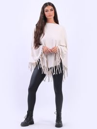 Knitted Tassel Poncho