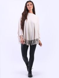 Cowl Neck Plain Knitted Poncho